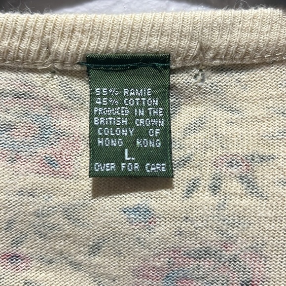 Vintage Outback Red Women’s Cream Floral Button Down Cardigan Long Sleeve Sz L - Picture 4 of 8